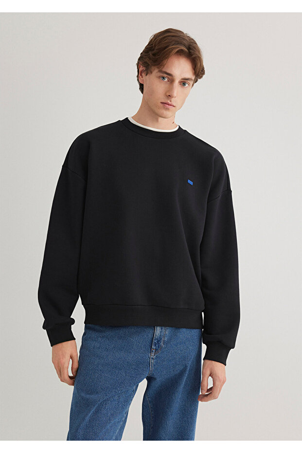 Bisiklet Yaka Siyah Basic Sweatshirt 0S10348-900 - 2