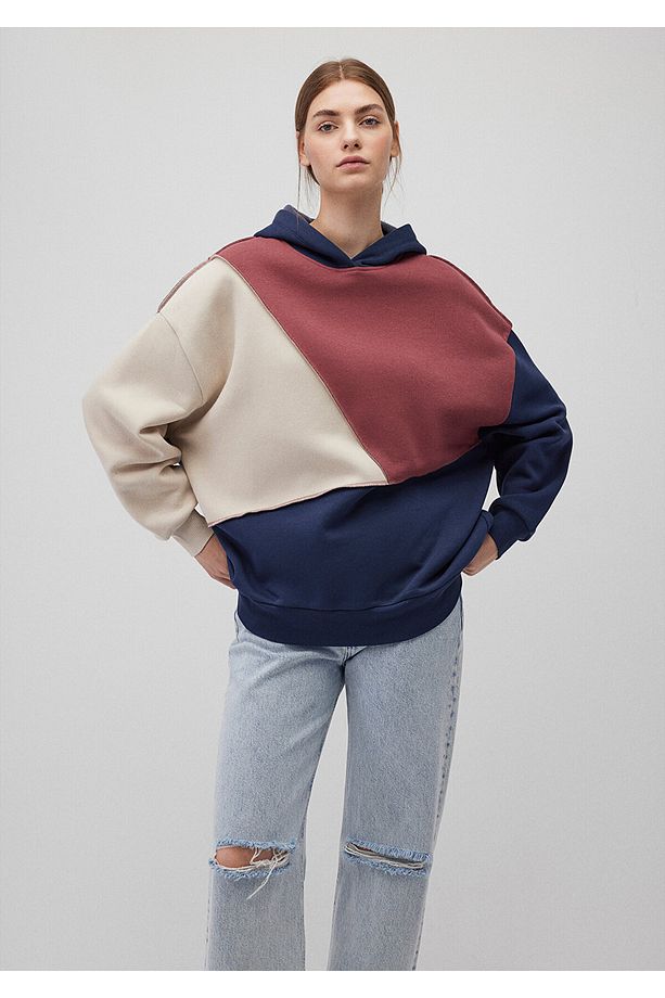 Color Block Kapüşonlu Sweatshirt 1S10170-70399 - 2
