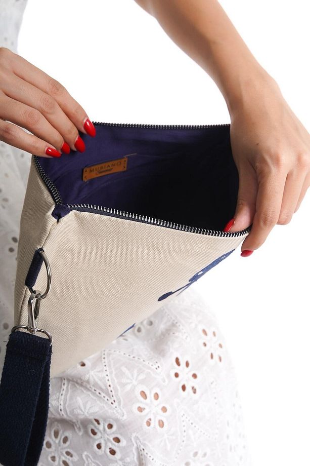 Summer Kadın Bej Duck Keten Kumaş Çapa Clutch & Portföy Çanta - MSLY0109-BJ - 5