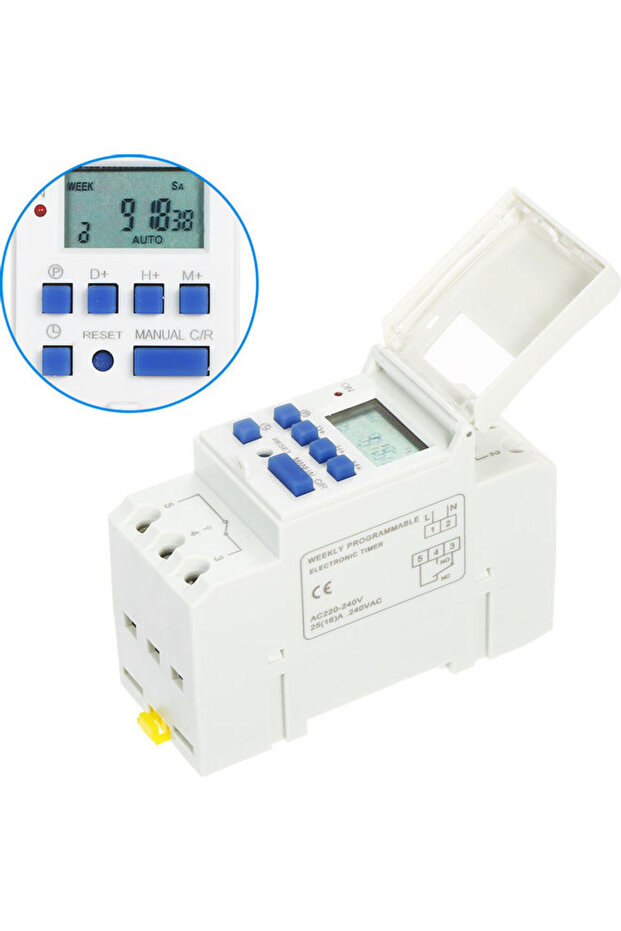 THC15A Programmable Time Switch Relay Control Digital Timer White/Blue - 5