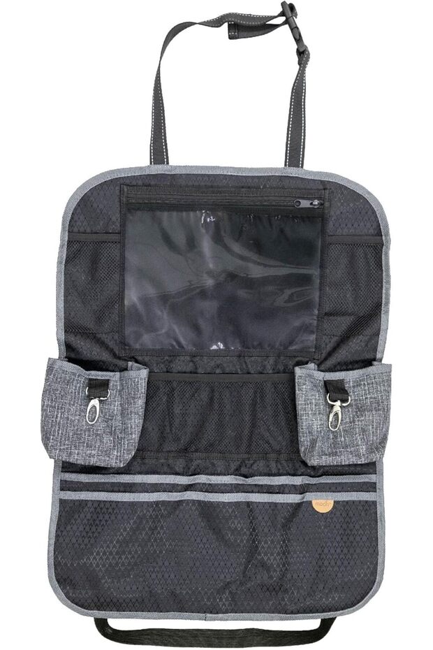 Baby Back Seat Organizer – Top Buckle Fastener, Transparent Tablet Pocket, Side Hoo