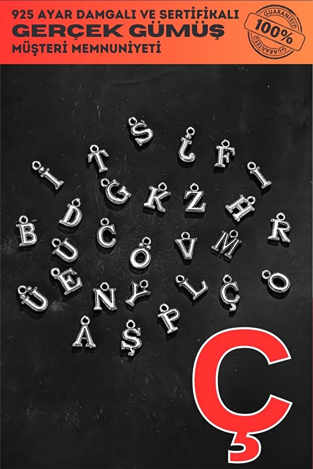 925 Sterling Silver Letter - Letter C Model Single Letter for Bracelet, Necklace and Prayer Beads