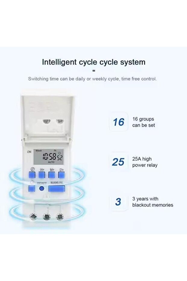 THC15A Programmable Time Switch Relay Control Digital Timer White/Blue - 6