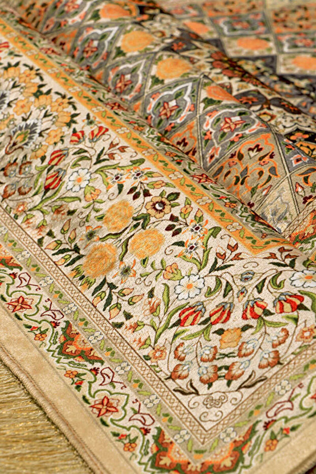 Sarı Kadife Halı Seccade - 2