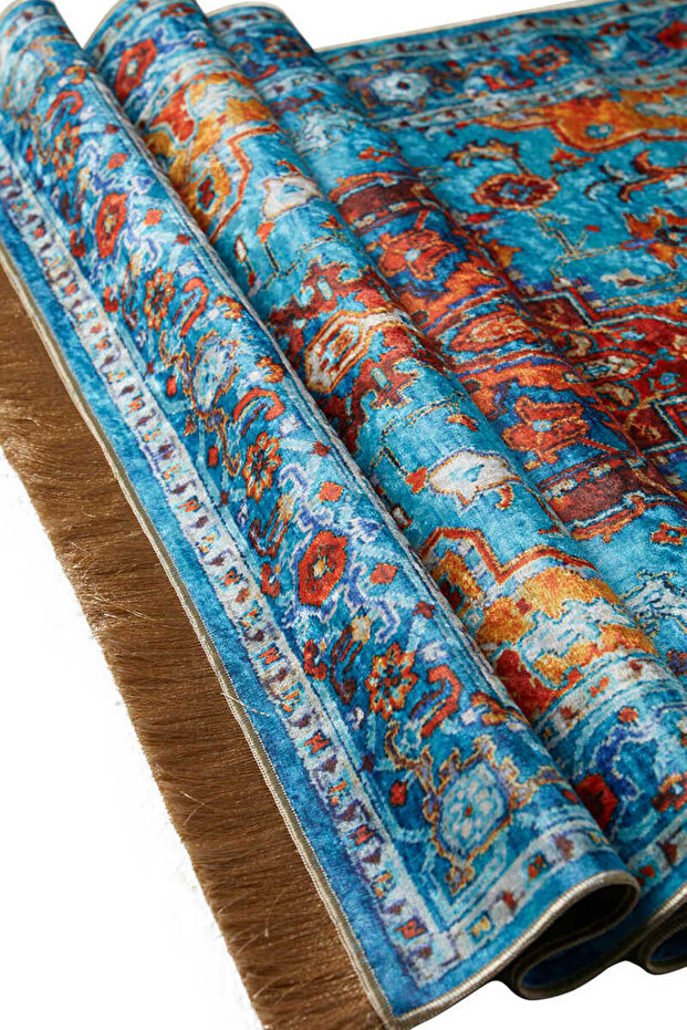 Mavi Kadife Halı Seccade - 3