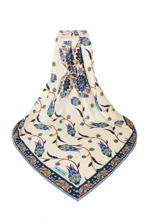 وشاح حريري بنمط التوليب النيلي - 3