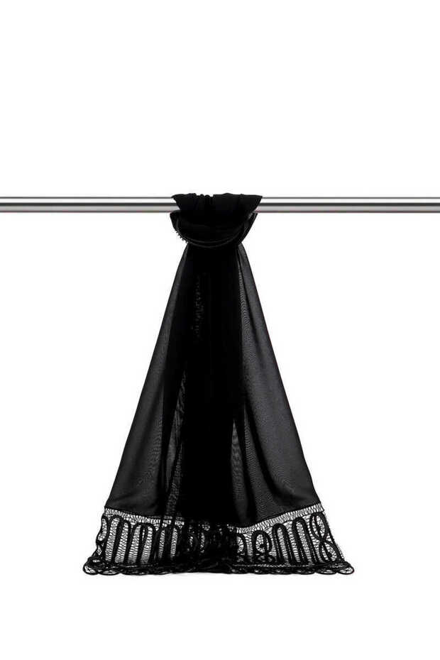 Siyah El İşi Dantel Angles Şal - 1