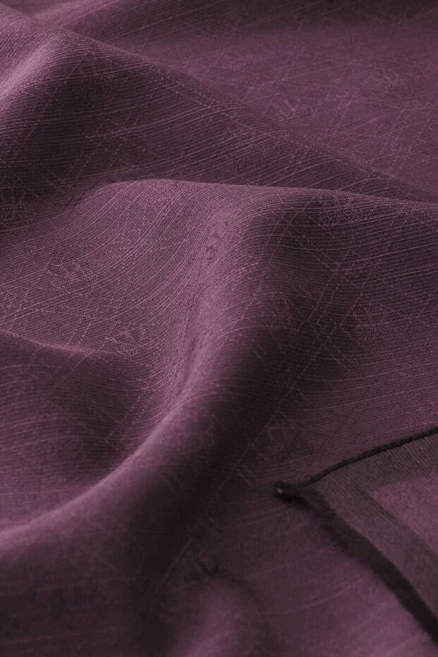 Silk Cotton Purple Monogram Patterned Shawl - 4