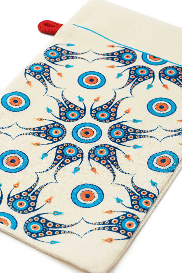 حقيبة صغيرة بنمط عين الشر مطبوعة باللون الفيروزي الذهبي - 3