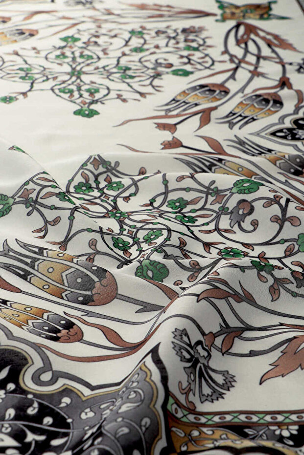 Yeşil Şamdan Lale Desen Soft Eşarp - 3