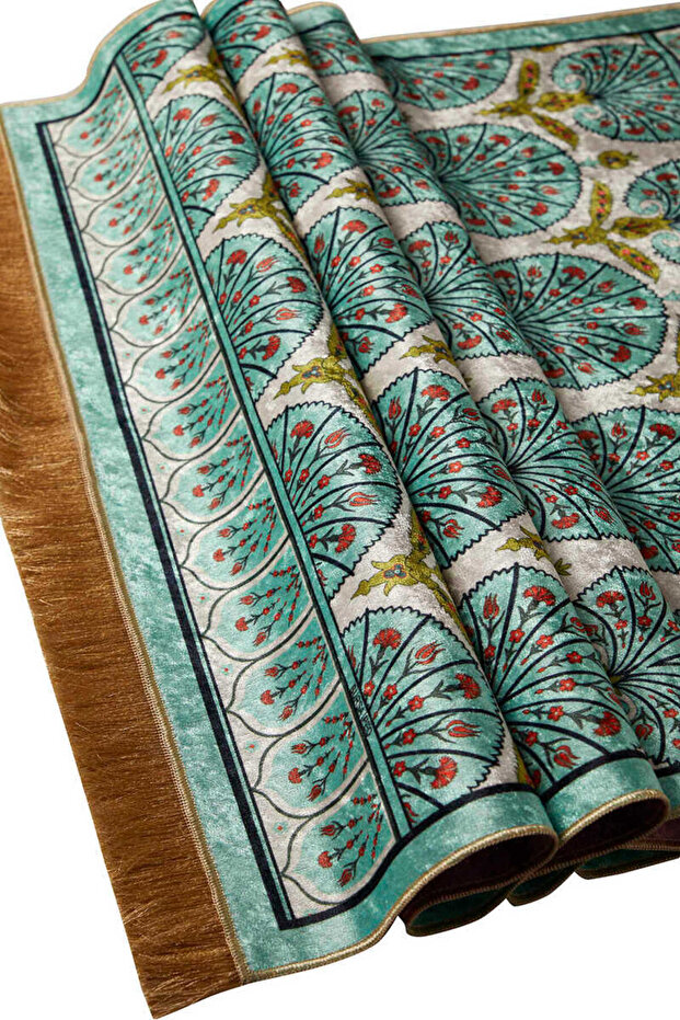 Mint Kadife Halı Seccade - 3