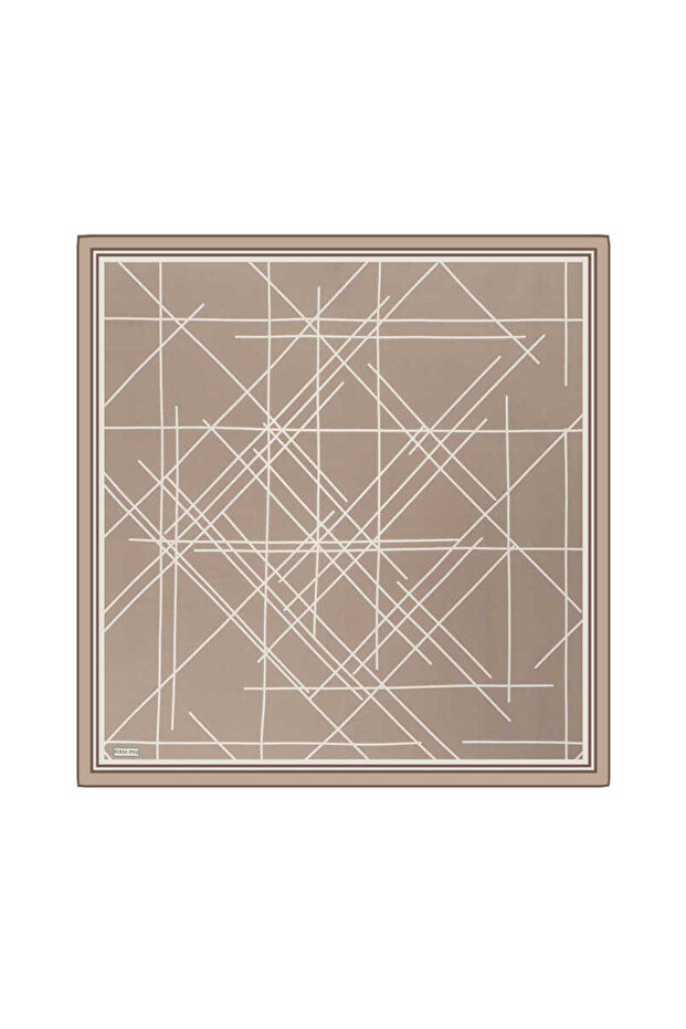 Eșarfă din mătase twill - Mink Echo Pattern - 1