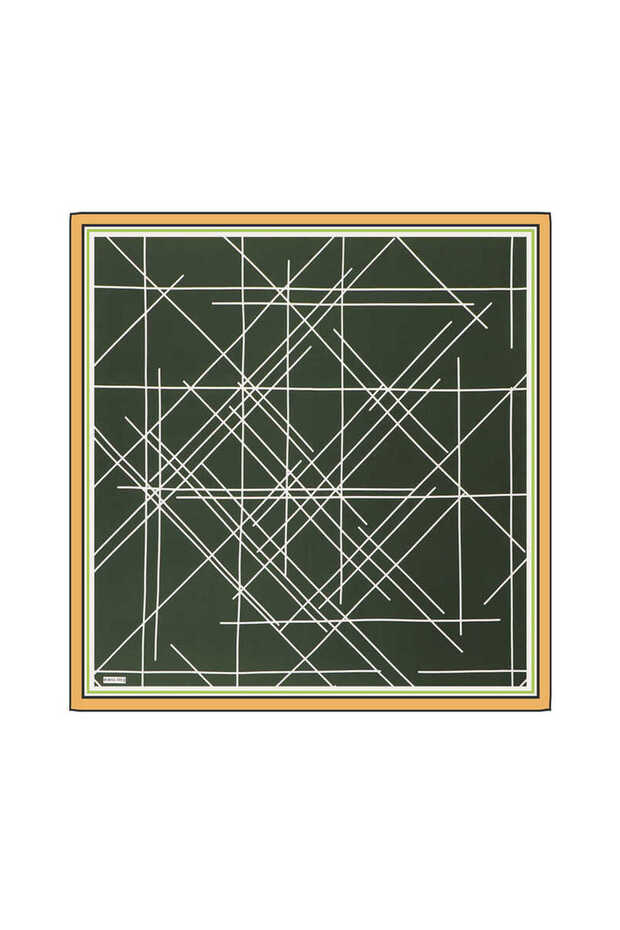 وشاح حريري أخضر - شبشب منقوش على شكل صدى - 1