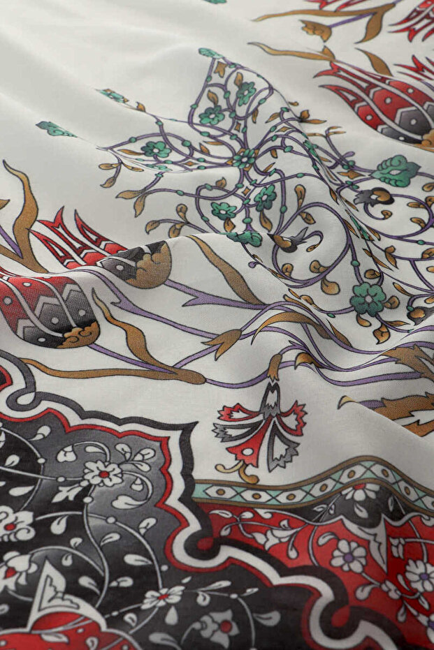 Haki Şamdan Lale Desen Soft Eşarp - 3
