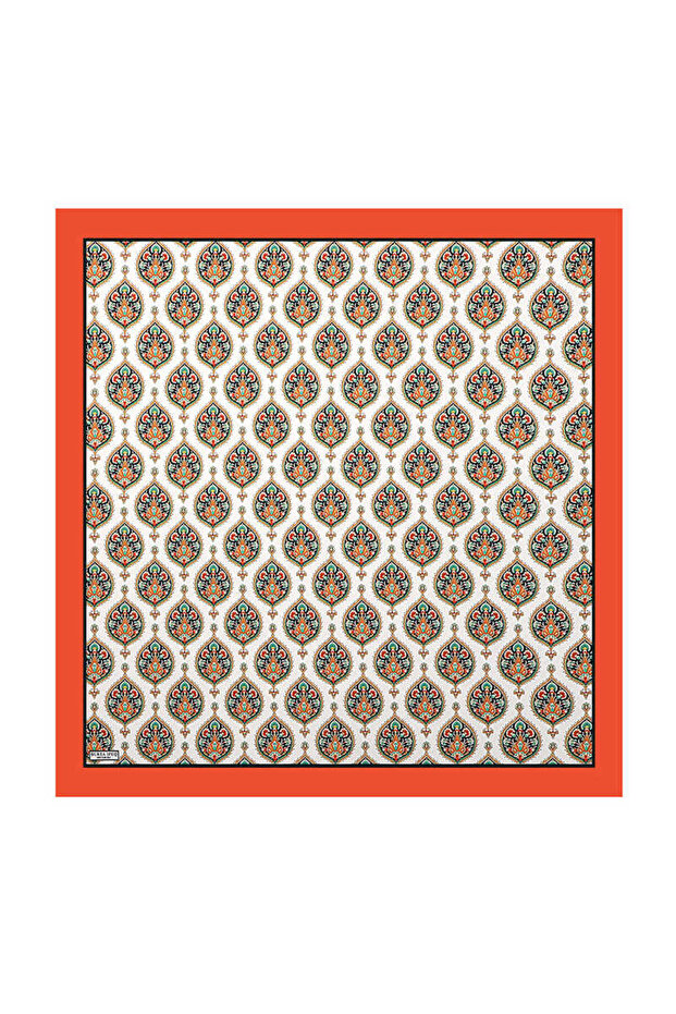 وشاح حريري بنمط هاتاي برتقالي - 1