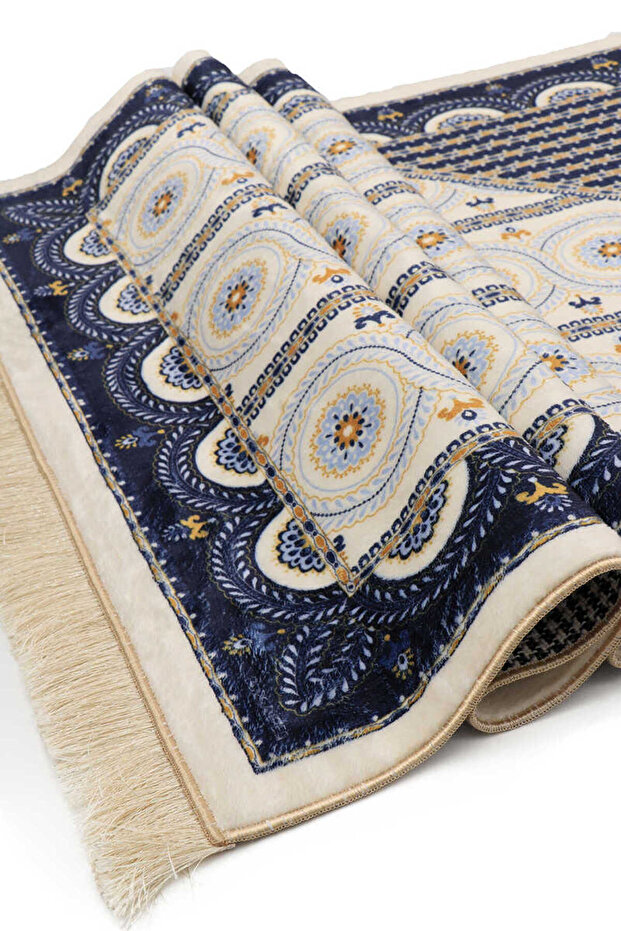 Lacivert Bambu Halı Seccade - 4