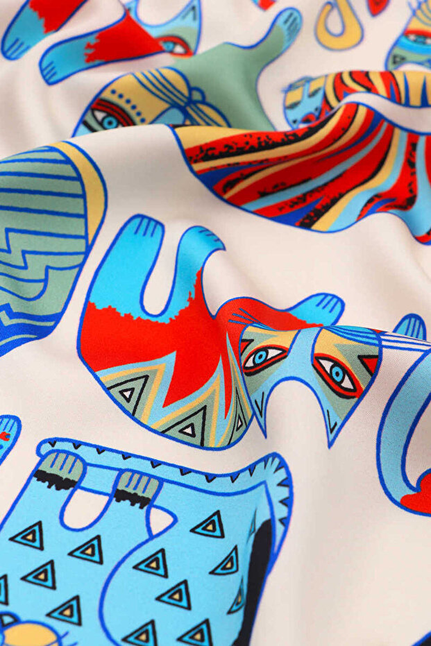 منديل حريري منقوش بالنعناع الفيروزي - 3