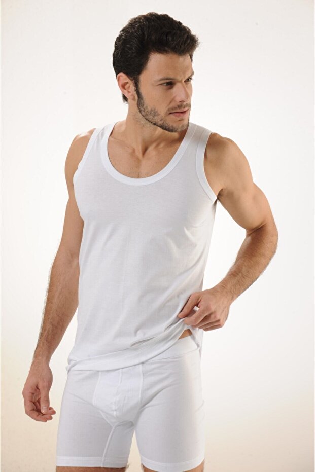 600 قميص داخلي رجالي قطن 100% Suprem Strappy - أبيض