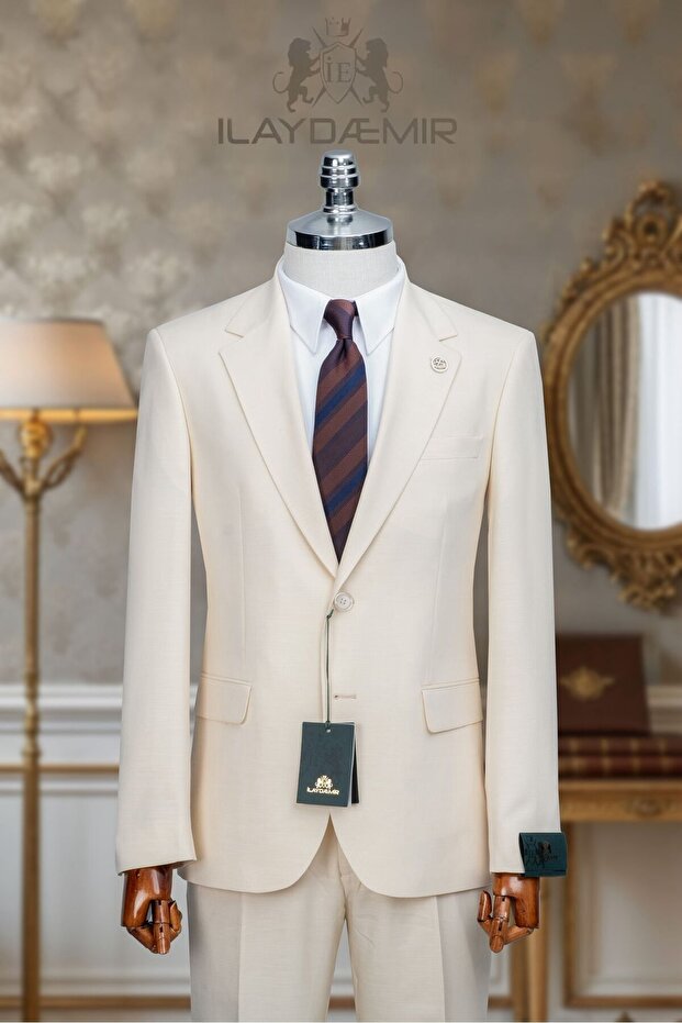 Blazer Jacket Men's Suit Cream Color Special Occasion and Formal Wear