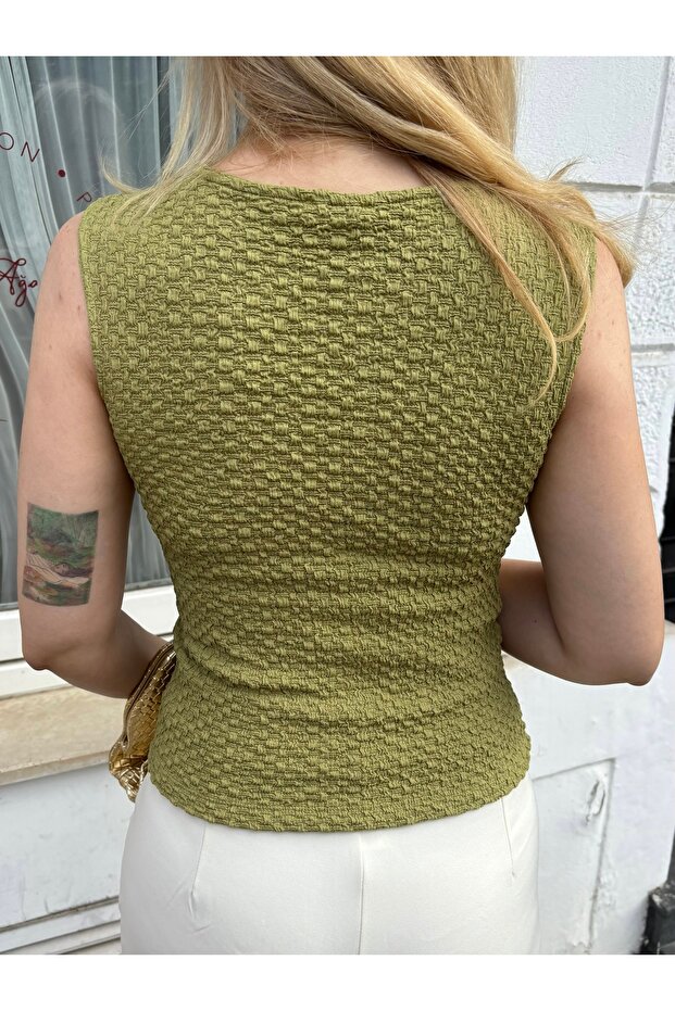 Doshba yeşil düğmeli bluz - 3