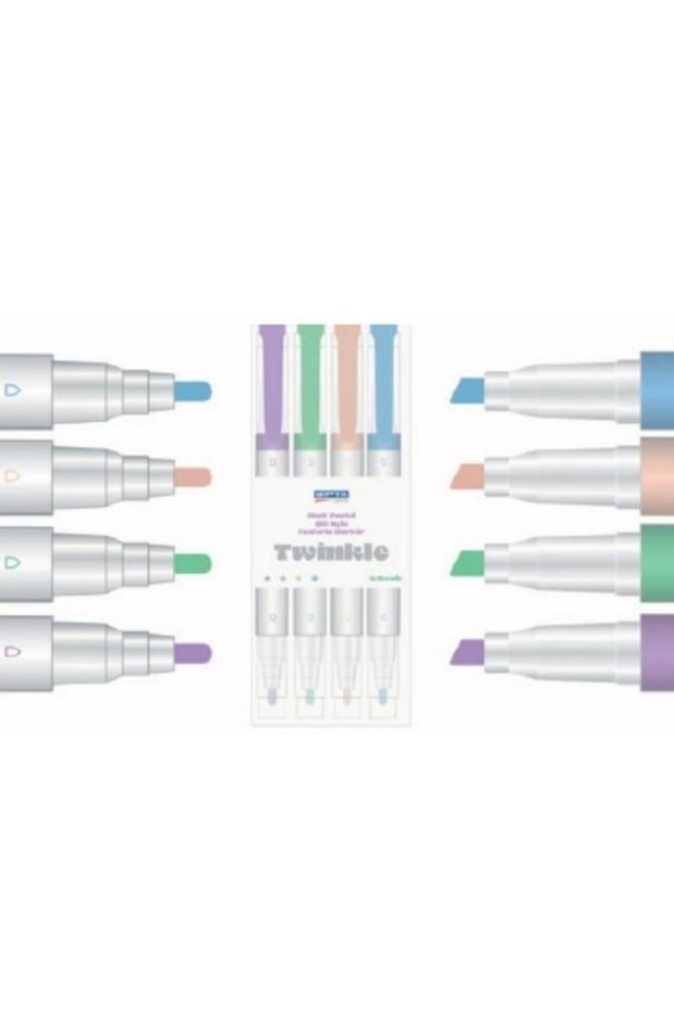 Highlighter Marker Pastel Glitter Double Tip 4 Color Set F1530