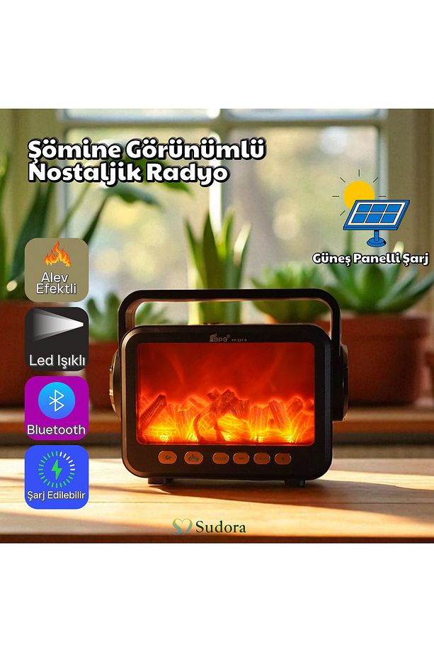 FP-337-S Şömine Görünümlü  Uyumlu FM Radyo & Bluetooth Hoparlör - 1