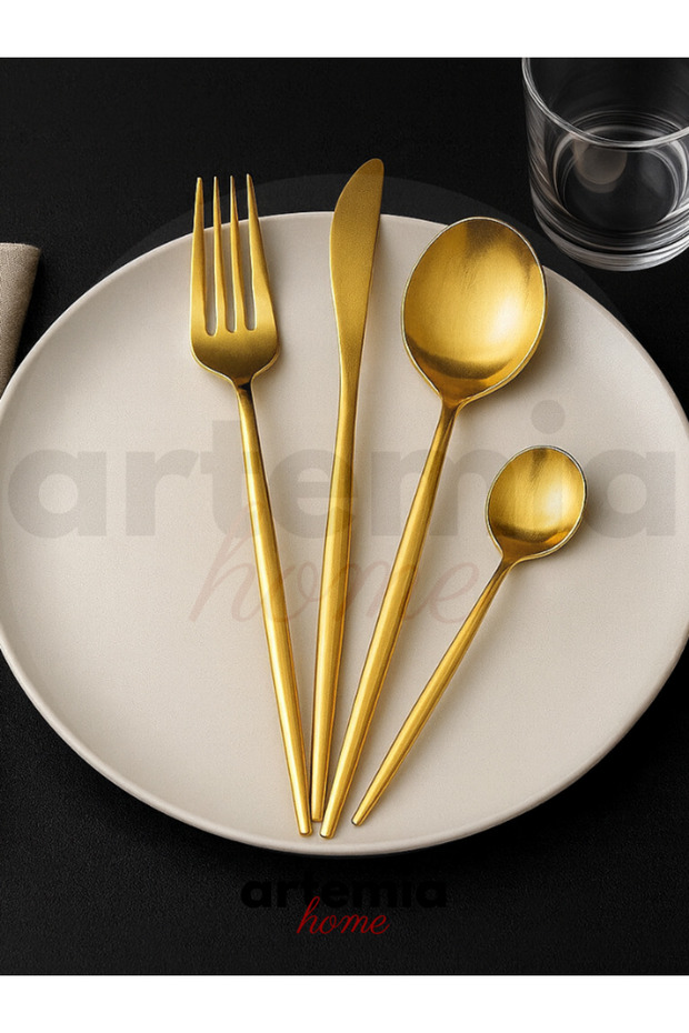 New Vega Gold Fork/Spoon/Knife Set 18/10 Stainless Steel