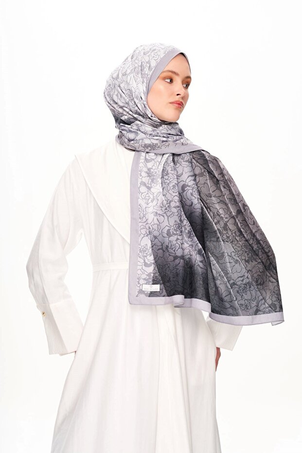 Echo D'Orient Zero Weight Patterned Shawl Bright Gray - 3