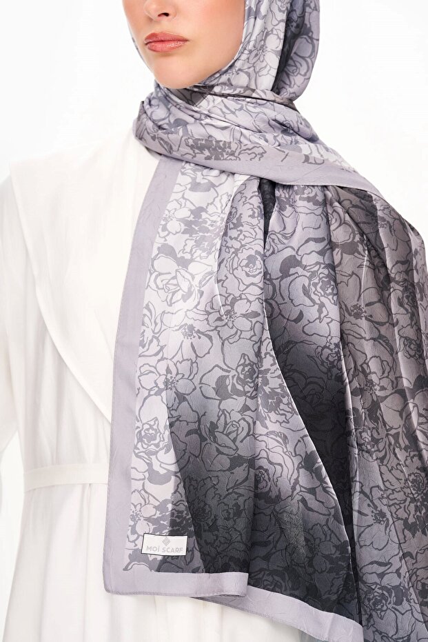 Echo D'Orient Zero Weight Patterned Shawl Bright Gray - 4