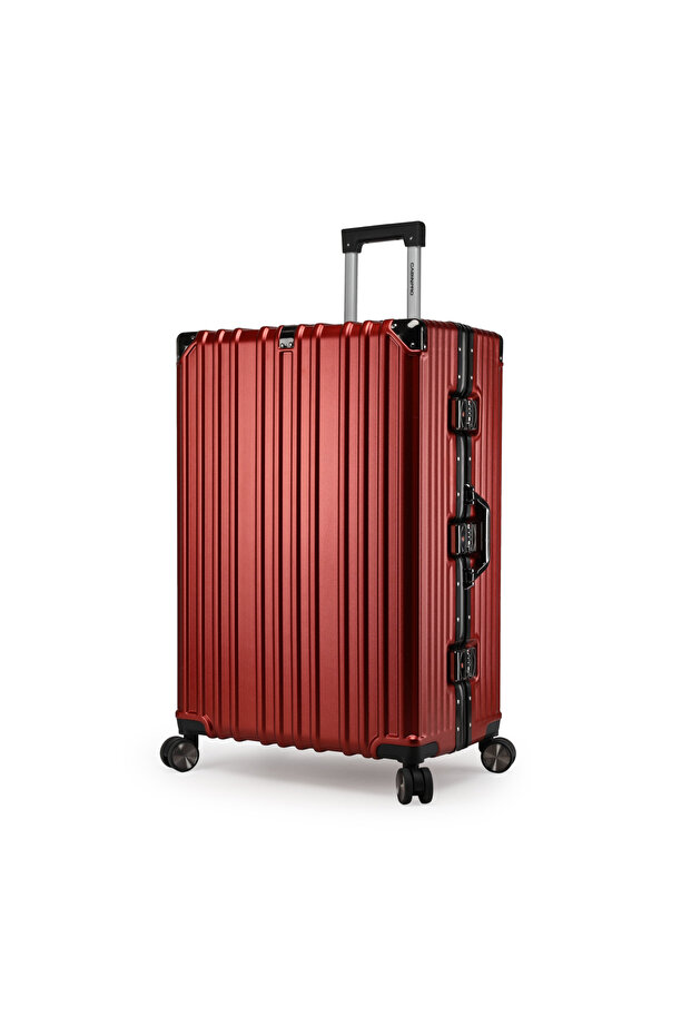 Luggage Spinner Wheels - Polycarbonate Trolley Bag - Hard Shell - Aluminum Frame - Maroon