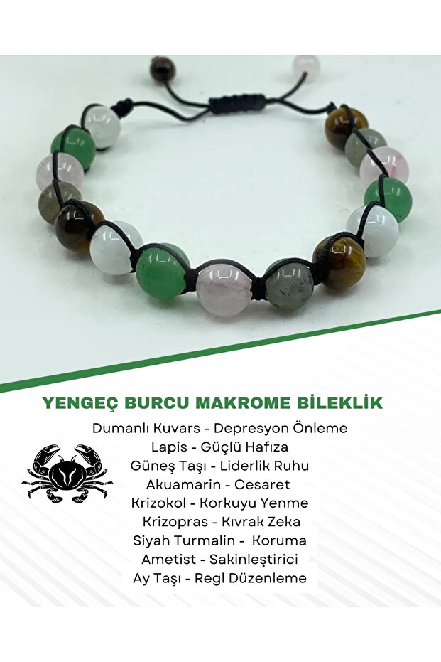 Cancer Zodiac Natural Stone Macrame Bracelet212215
