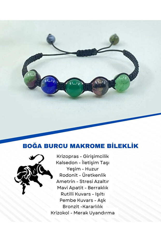 Certified Taurus Natural Stone Macrame Bracelet212193