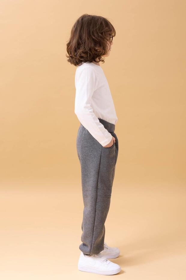 Kalın Jogger Cepli Unisex Çocuk Eşofman Altı Antrasit - 2