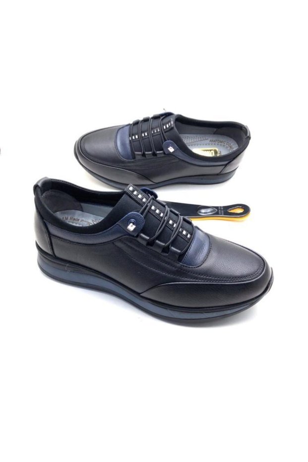 Men's Black Genuine Leather Full Orthopedic Shoes