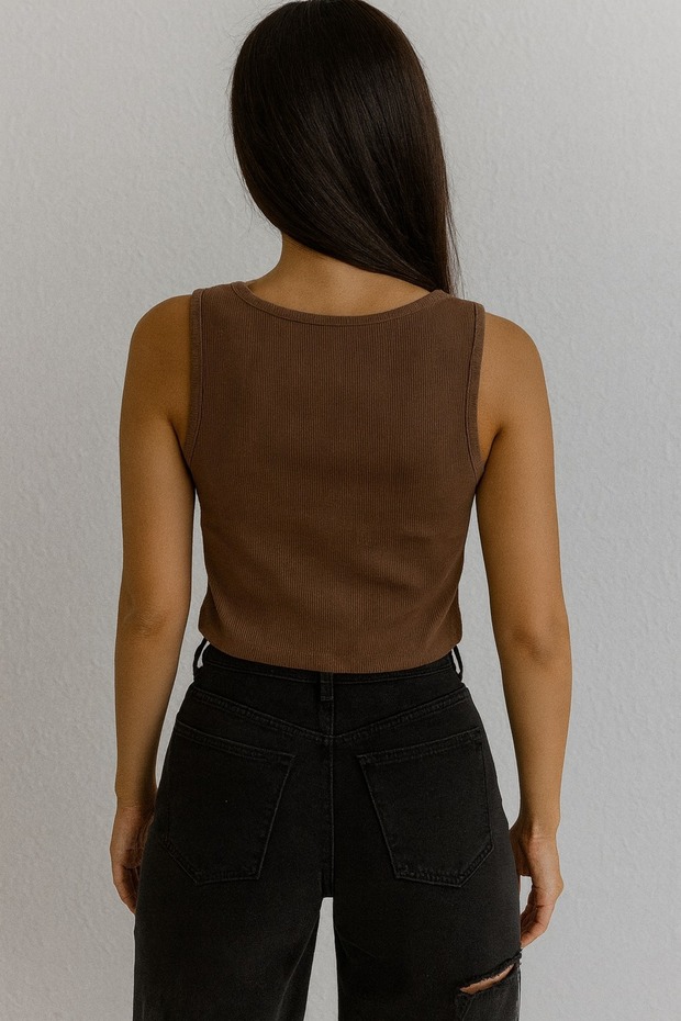 FİTİLLİ KALIN ASKILI CROP ATLET - 3