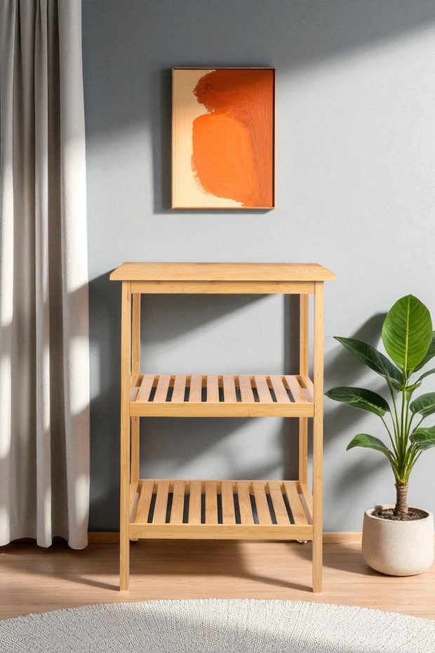 Bambu 3 Raflı Komodin Yan Sehpa Şifonyer Düzenleyici Orta Sehpa DB-0024 - 2