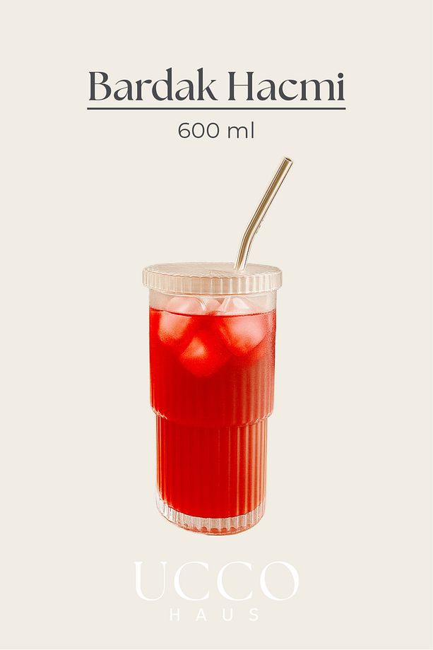 XL 600 ml Kristal Sert Plastik Cam Pipetli Pinterest Bardak | Kahve Limonata Kokteyl Sunum Bardağı - 5