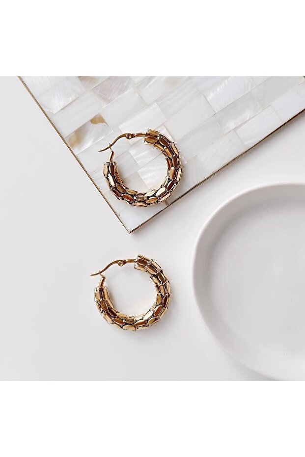 Morceau gold çelik küpe - 1