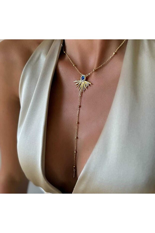 Çelik yelpaze Y kolye - 2