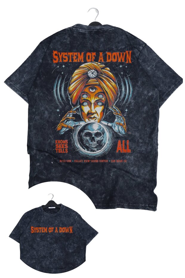Unisex System of a down Back Printed Washable T-Shirt, Oversize Rock Band Themed Retro T-Shirt
