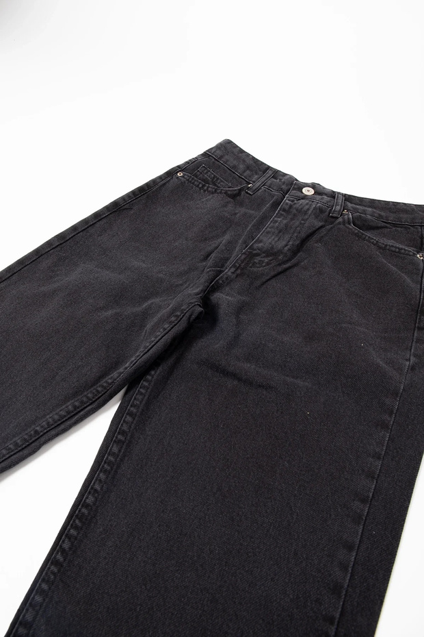 Black Buttoned Basic Black Mom Shape Pants - 3