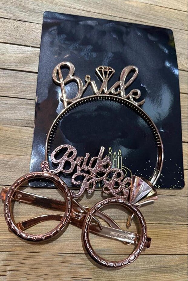 Bride to Be Tiara Glasses Set Rose Gold Color Party Accessory Tiara Glasses