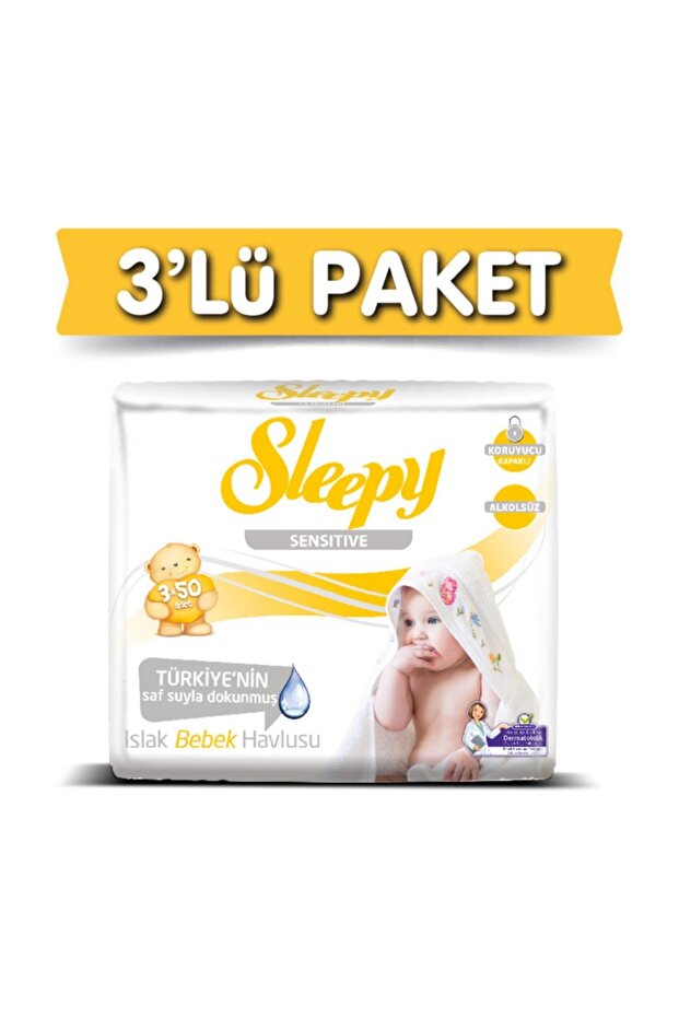3 Pack Sensitive Wet Towels 50 Sheets 3 Pieces
