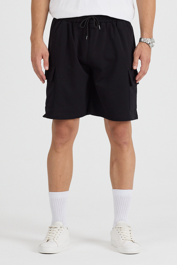 Unisex 3'lü Kargo Cepli Fit Şort - 3