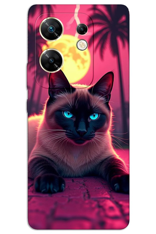 حافظة Infinix Zero 30 4G ذات غطاء خلفي مطبوع بنمط HD - قطة مشدودة