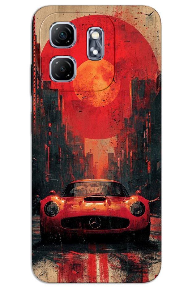 Infinix Smart 9 Case Hd Pattern Printed Back Cover - Red Mercedes