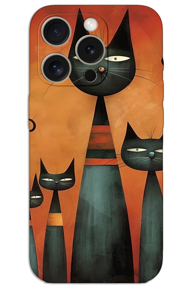 غطاء خلفي مطبوع بنمط HD لهاتف iPhone 15 Pro Max - Art Cat