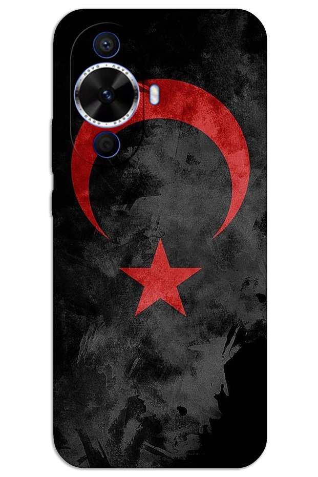 غطاء خلفي مطبوع بنمط HD لهاتف Huawei Nova 12S - علم أسود