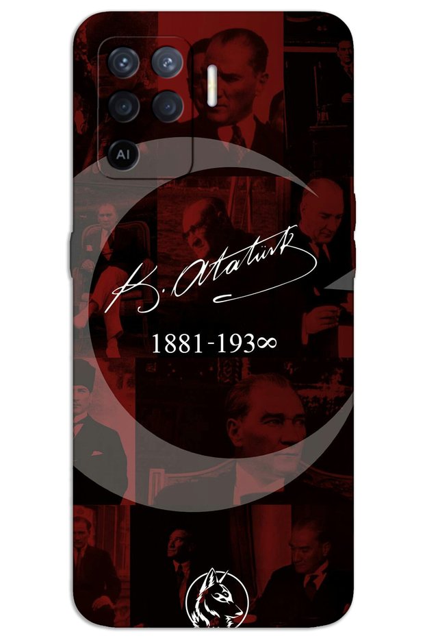 Oppo Reno 5 Lite Case Hd Pattern Printed Back Cover - Atatürk Ayyıldız