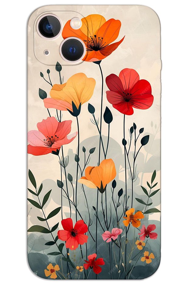 iPhone 13 Case Hd Pattern Printed Back Cover - Tulip